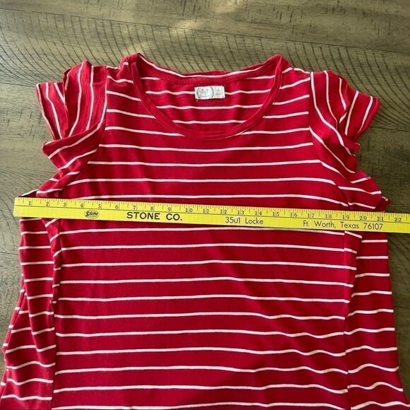 Maurices 24/7 Red and White Flutter Sleeve Tee Shirt - 0X - Picture 8 of 9